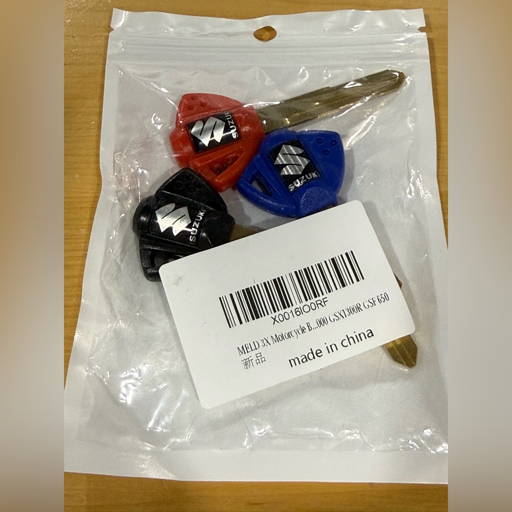 MELD 3 PCS Motorcycle Blank Key Uncut Blade for Suzuki GSXR 600 750 1000 GSX1300